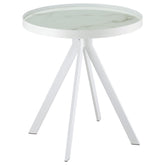 Orleans Furniture - Coaster - Briggs Round Marble Printed Glass Top End Side Table White - 706257