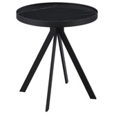 Orleans Furniture - Coaster - Briggs Round Marble Printed Glass Top End Table Black - 706267