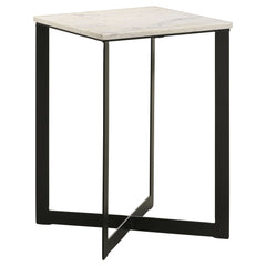 Orleans Furniture - Coaster - Tobin Square Marble Top End Table White and Black - 707697