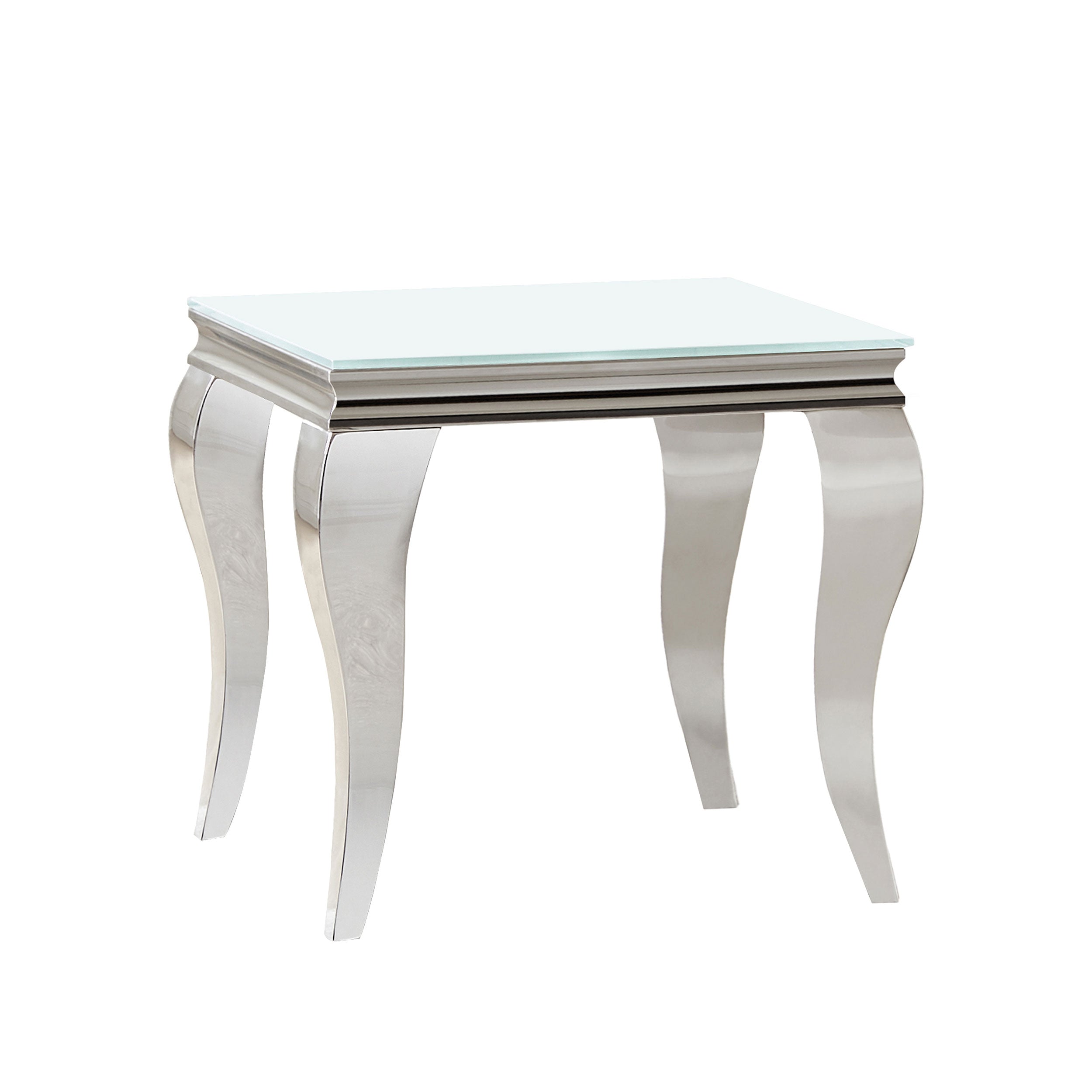Orleans Furniture - Coaster - Carone Square Glass Top End Side Table White and Chrome - 707767