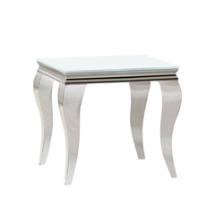 Orleans Furniture - Coaster - Carone Square Glass Top End Side Table White and Chrome - 707767
