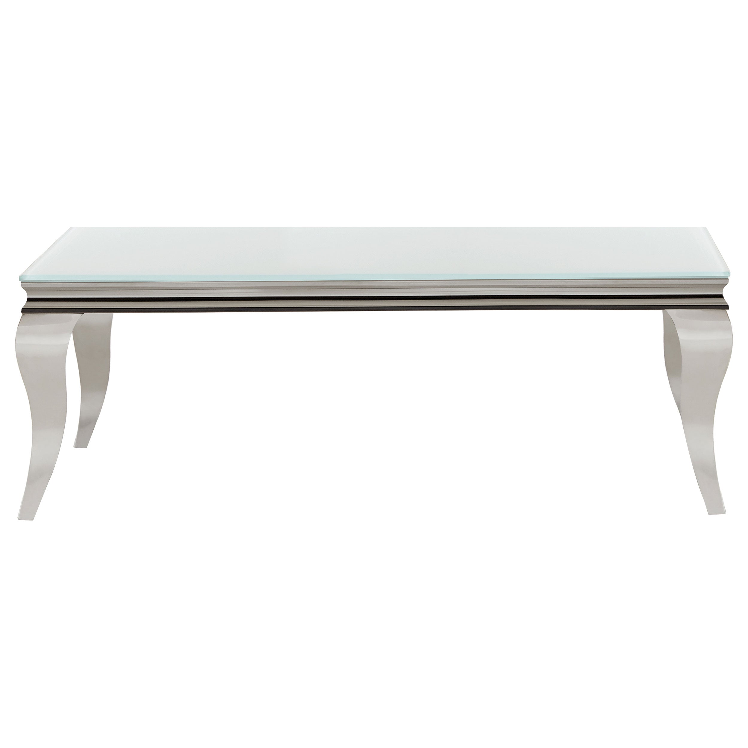 Orleans Furniture - Coaster - Carone Rectangular Glass Top Coffee Table White and Chrome - 707768
