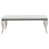 Orleans Furniture - Coaster - Carone Rectangular Glass Top Coffee Table White and Chrome - 707768