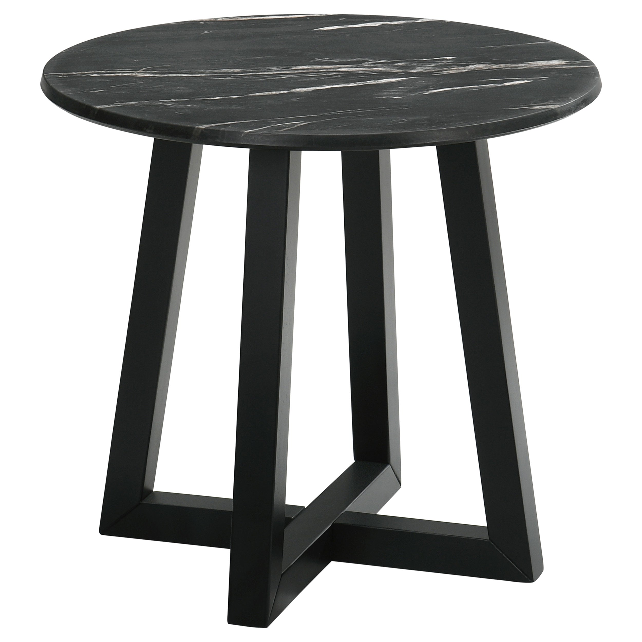 Orleans Furniture - Coaster - Skylark Round Marble-like SmartTop Side End Table Black - 707847