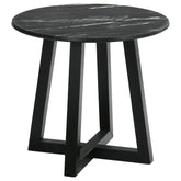 Orleans Furniture - Coaster - Skylark Round Marble-like SmartTop Side End Table Black - 707847