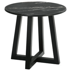 Orleans Furniture - Coaster - Skylark Round Marble-like SmartTop Side End Table Black - 707847