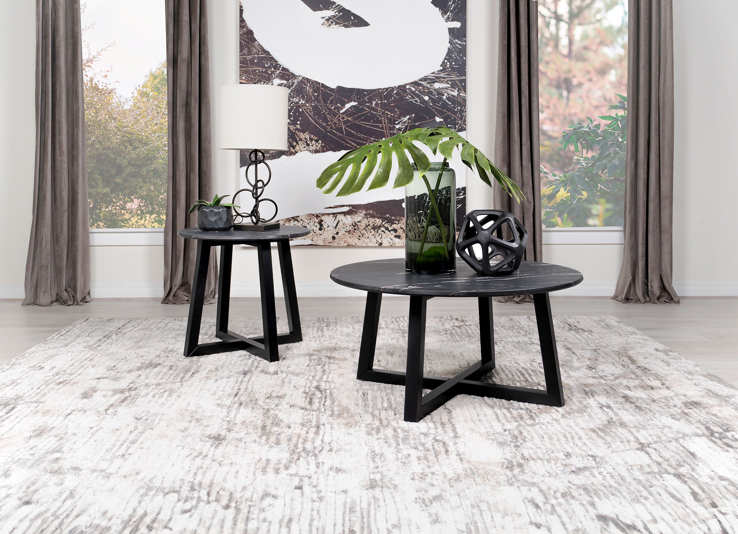 Orleans Furniture - Coaster - Skylark 2-piece SmartTop Coffee and End Table Set Black - 707848-S2