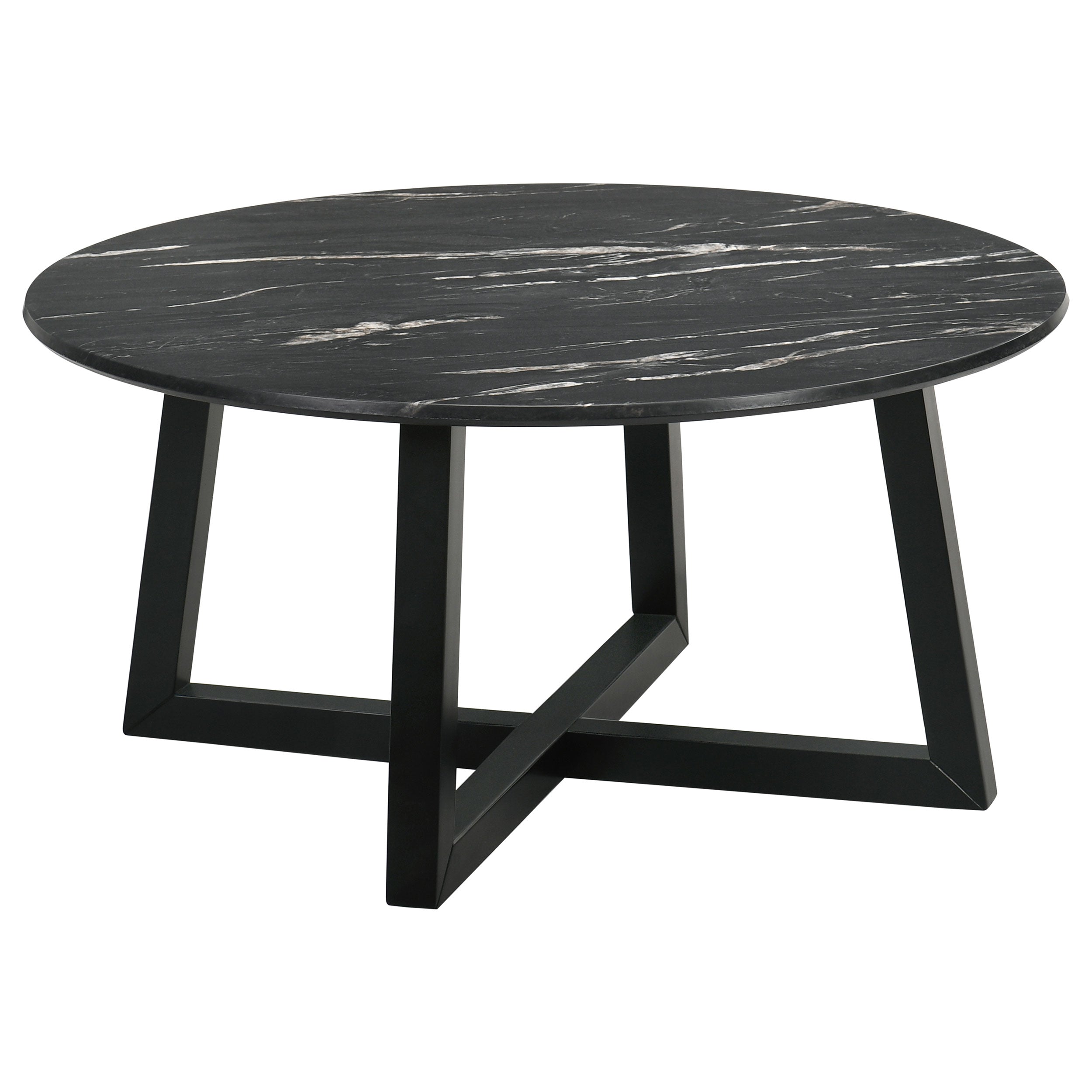 Orleans Furniture - Coaster - Skylark Round Marble-like SmartTop Coffee Table Black - 707848