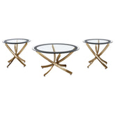 Orleans Furniture - Coaster - Brooke 3-piece Round Coffee and End Table Set Rose Brass - 707888-S3