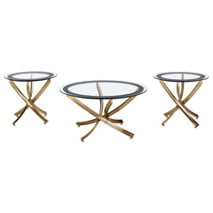 Orleans Furniture - Coaster - Brooke 3-piece Round Coffee and End Table Set Rose Brass - 707888-S3