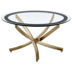 Orleans Furniture - Coaster - Brooke Round Glass Top Coffee Table Metal Base Brass - 707888