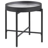 Orleans Furniture - Coaster - Ozella Round End Side Table with Recessed Top Sandy Black - 707897