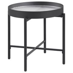 Orleans Furniture - Coaster - Ozella Round End Side Table with Recessed Top Sandy Black - 707897