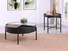 Ozella 2-piece Round Coffee and End Table Set Sandy Black