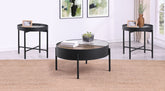 Orleans Furniture - Coaster - Ozella 3-piece Round Coffee and End Table Set Sandy Black - 707898-S3