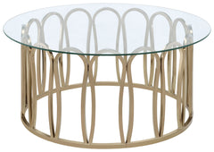 Orleans Furniture - Coaster - Monett Round Glass Top Coffee Table Chocolate Chrome - 708058