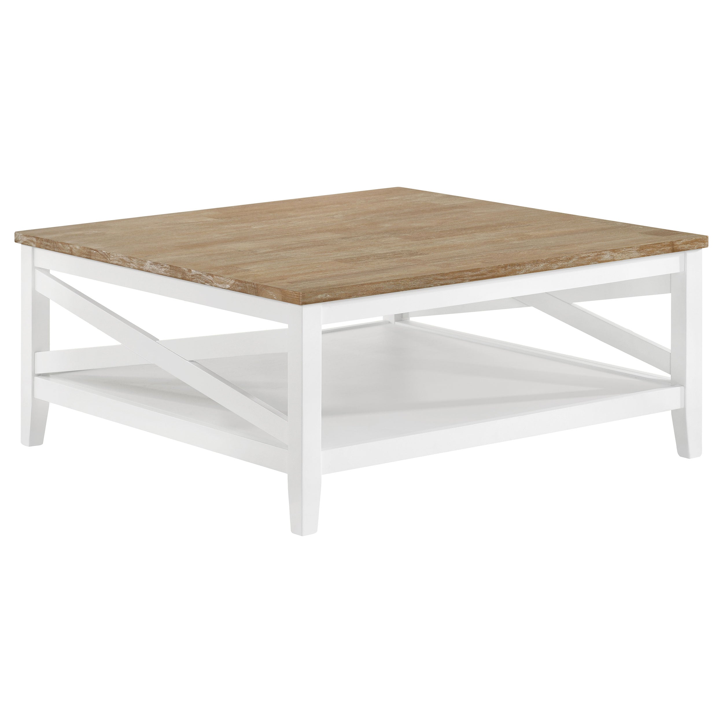 Orleans Furniture - Coaster - Hollis Square Wood Coffee Table With Shelf Brown and White - 708098