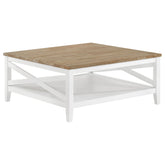 Orleans Furniture - Coaster - Hollis Square Wood Coffee Table With Shelf Brown and White - 708098