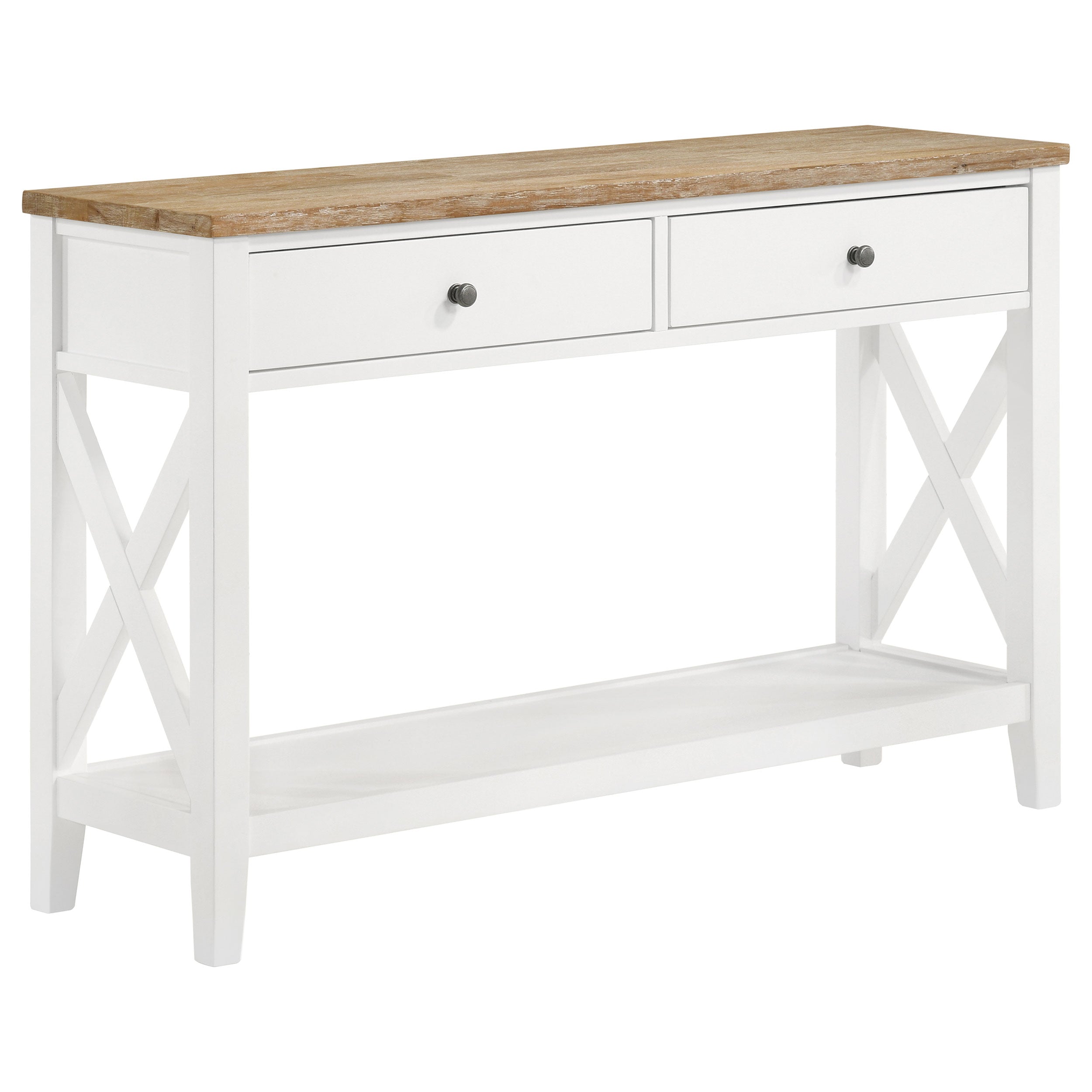 Orleans Furniture - Coaster - Hollis 2-drawer Wood Entryway Console Table Brown and White - 708099