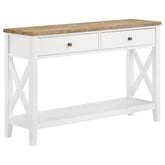 Orleans Furniture - Coaster - Hollis 2-drawer Wood Entryway Console Table Brown and White - 708099