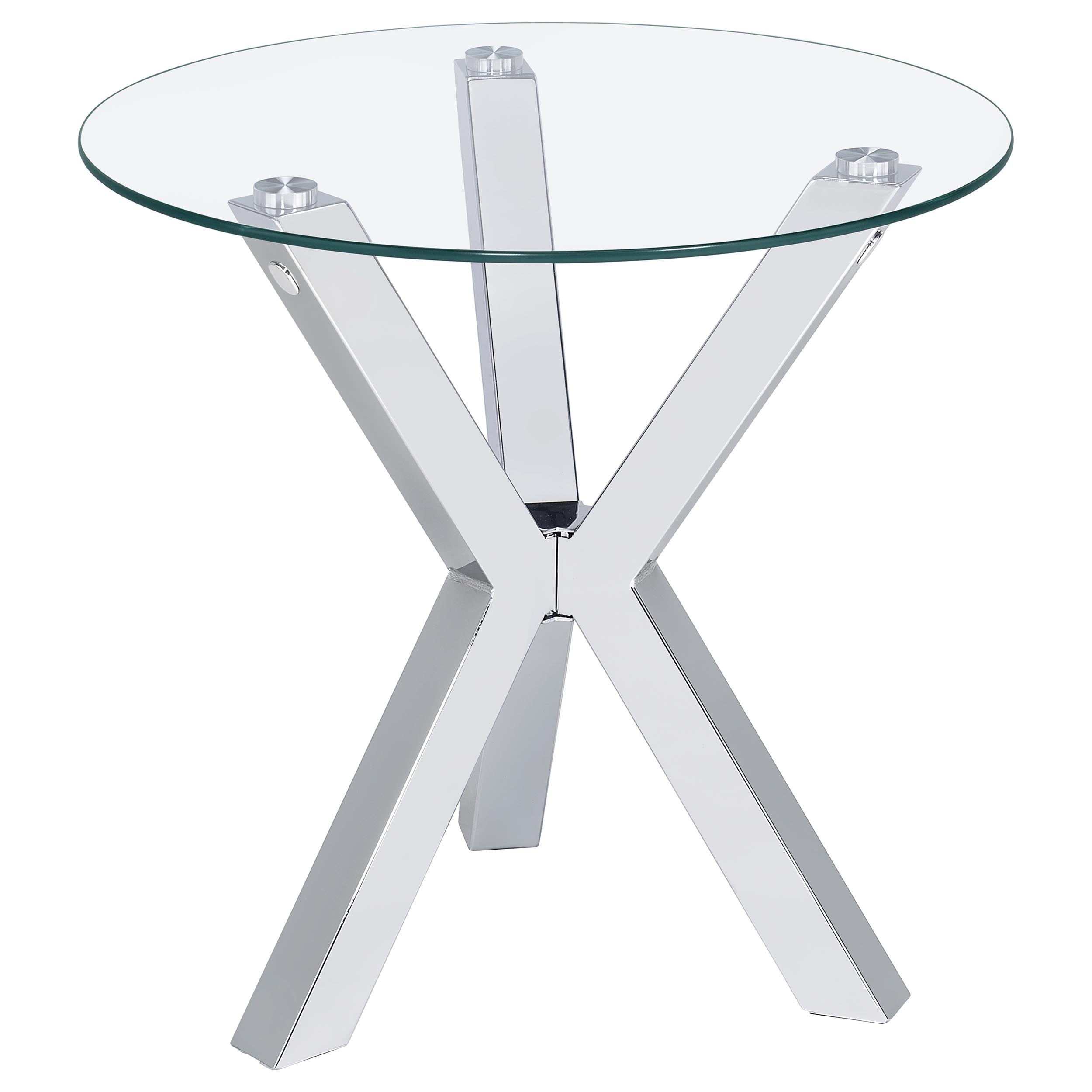 Orleans Furniture - Coaster - Kenzie Round Tempered Glass Top End Side Table Chrome - 708127