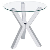 Orleans Furniture - Coaster - Kenzie Round Tempered Glass Top End Side Table Chrome - 708127