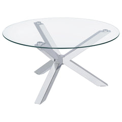 Orleans Furniture - Coaster - Kenzie Round Tempered Glass Top Cocktail Coffee Table Chrome - 708128