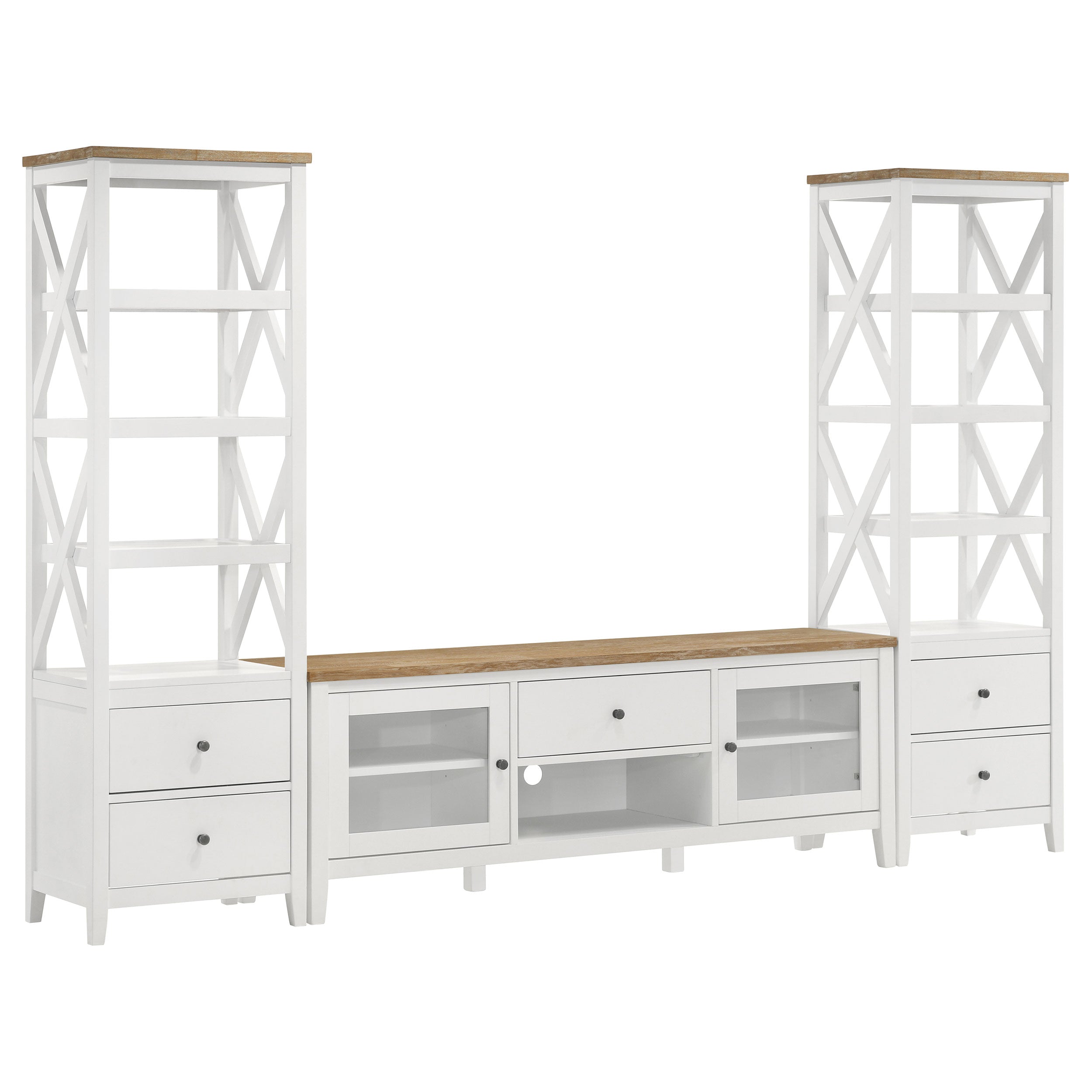 Orleans Furniture - Coaster - Hollis 3-piece 67-inch TV Stand Entertainment Center White - 708253-SET