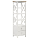 Orleans Furniture - Coaster - Hollis 4-shelf Wood Media Tower with Drawers Brown and White - 708254
