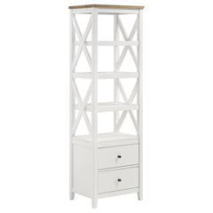 Orleans Furniture - Coaster - Hollis 4-shelf Wood Media Tower with Drawers Brown and White - 708254