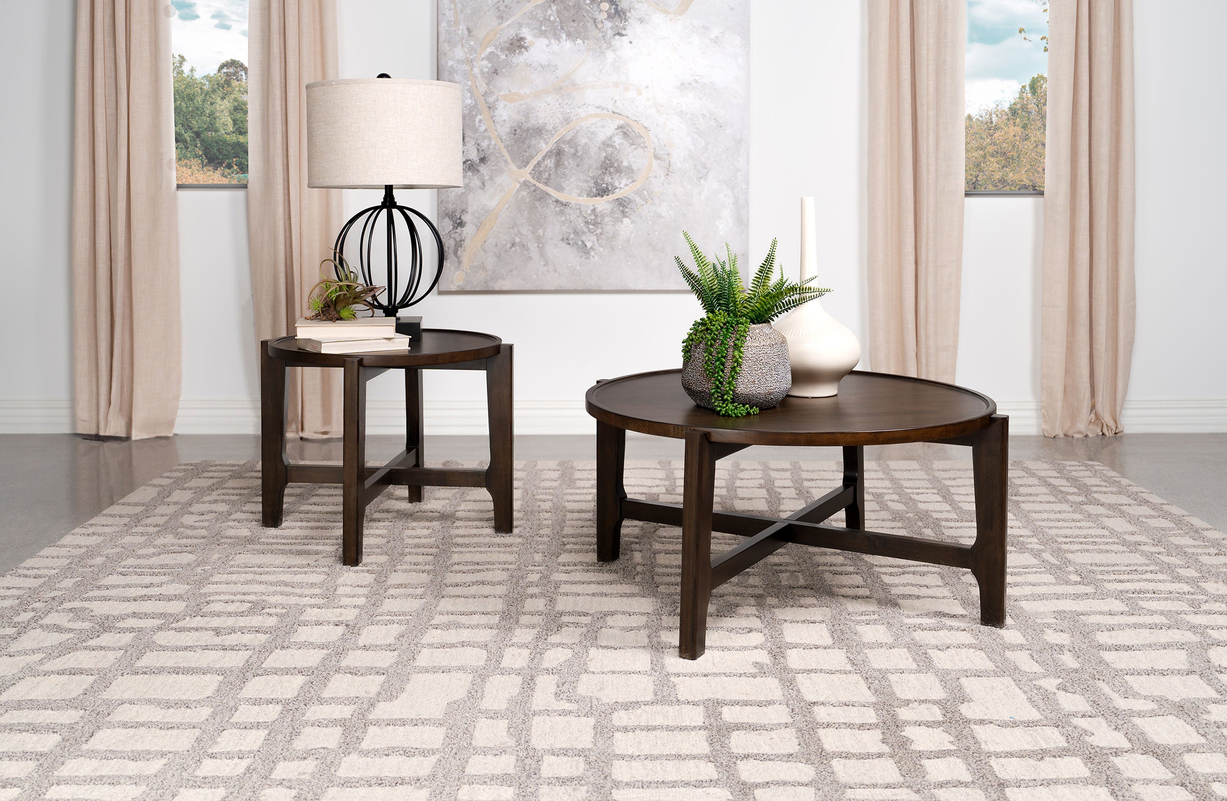 Orleans Furniture - Coaster - Cota 2-piece Solid Wood Coffee and End Table Set Dark Brown - 708288-S2