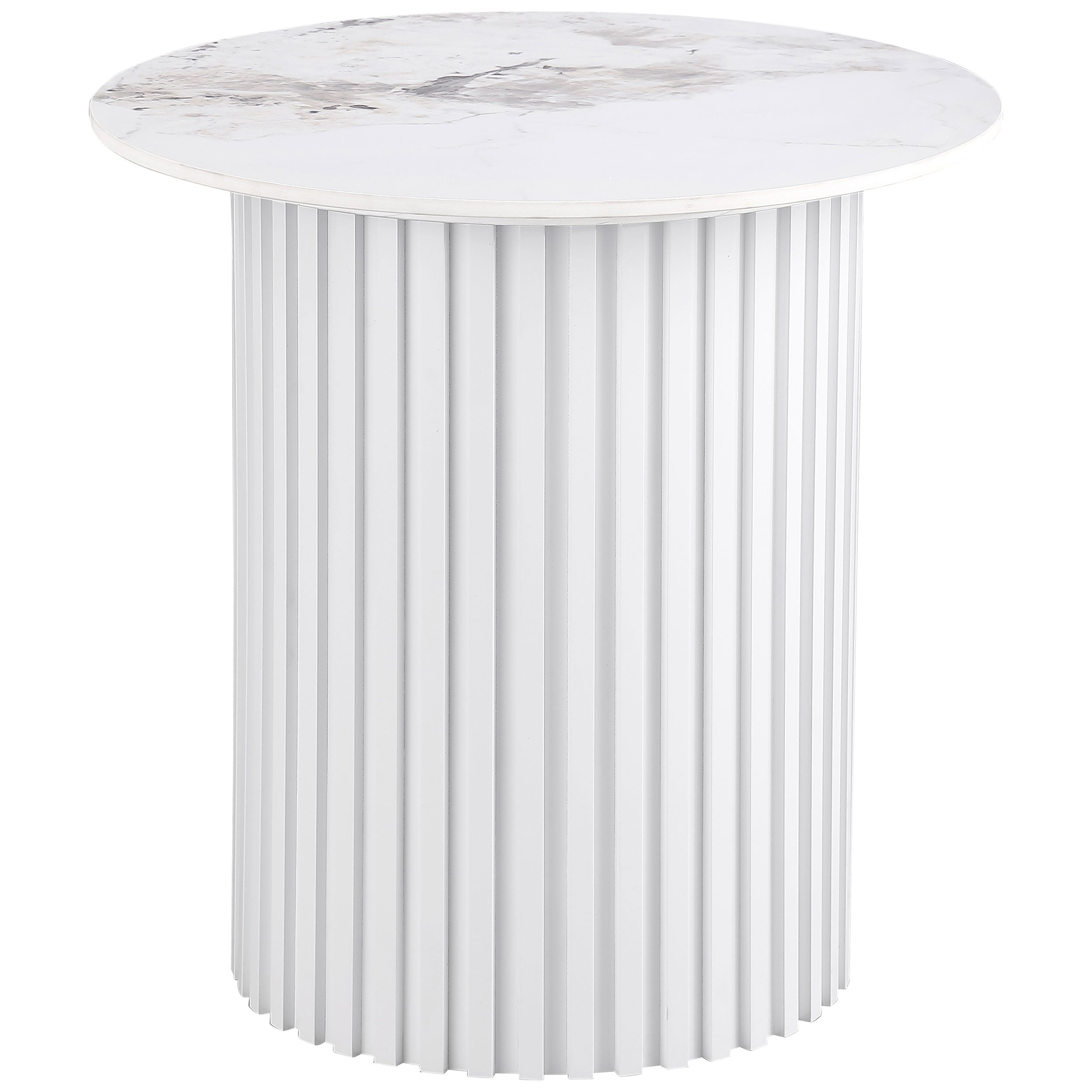 Orleans Furniture - Coaster - Rowena Round Sintered Stone End Table White Faux Marble - 708337
