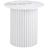 Orleans Furniture - Coaster - Rowena Round Sintered Stone End Table White Faux Marble - 708337