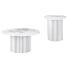 Rowena 2-piece Coffee and End Table Set White Faux Marble