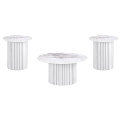 Rowena 3-piece Coffee and End Table Set White Faux Marble