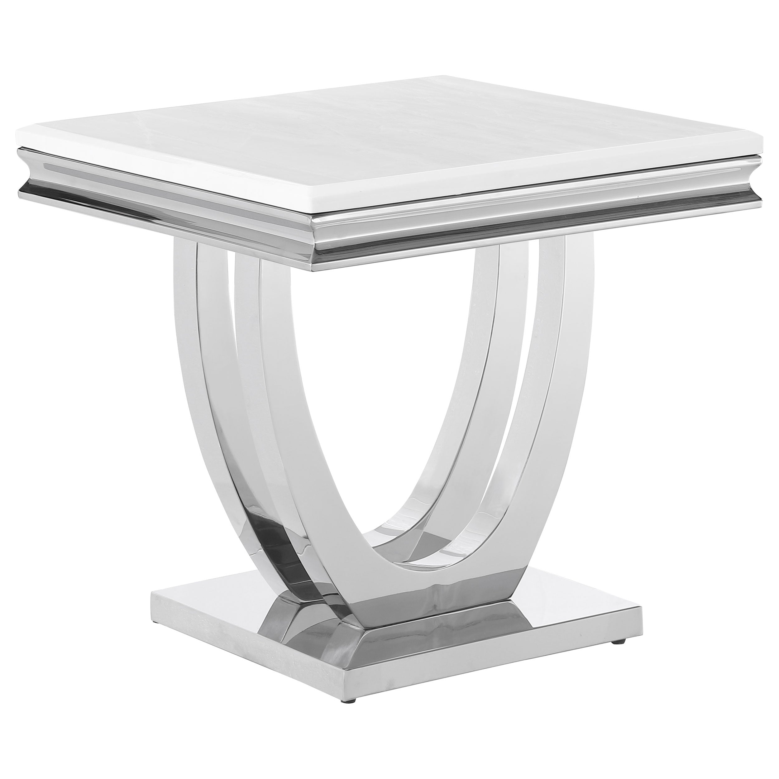 Orleans Furniture - Coaster - Kerwin Square Stone Top End Table White and Chrome - 708537