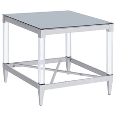 Orleans Furniture - Coaster - Lindley Square Tempered Mirror Acrylic Side End Table Chrome - 709727