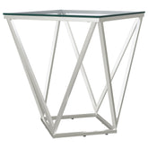 Orleans Furniture - Coaster - Brittania Square Glass Top Geometric End Table Nickel - 709737