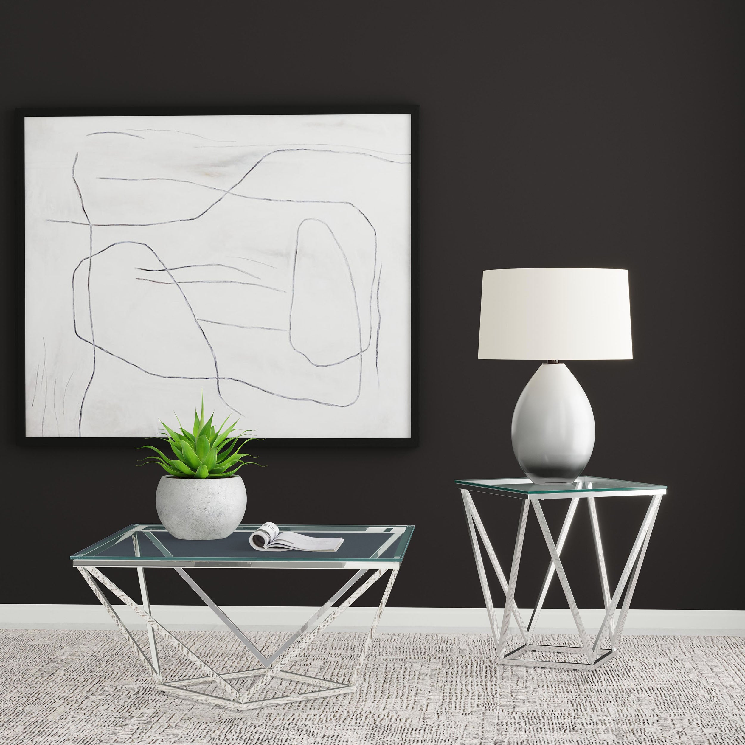 Orleans Furniture - Coaster - Brittania 2-piece Square Coffee and End Table Set Nickel - 709738-S2