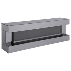 Vallerie 71-inch TV Stand with Visual Flame Box Grey Mirror