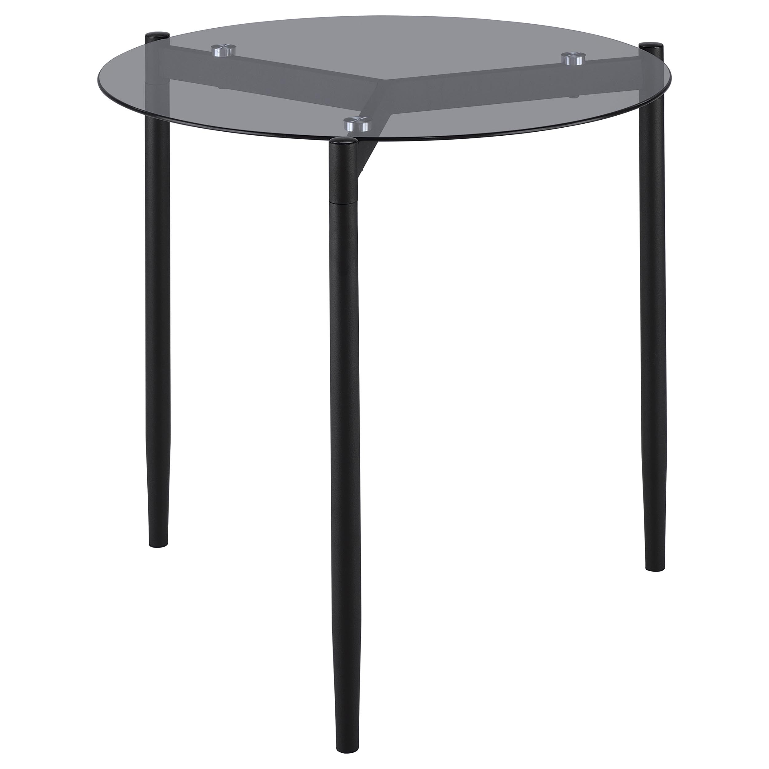 Orleans Furniture - Coaster - Rosalie Round Smoked Glass Top End Table Grey - 710167