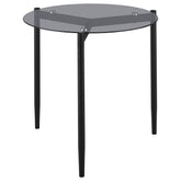 Orleans Furniture - Coaster - Rosalie Round Smoked Glass Top End Table Grey - 710167