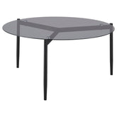 Orleans Furniture - Coaster - Rosalie Round Smoked Glass Top Coffee Table Grey - 710168