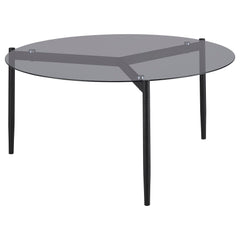 Rosalie Round Smoked Glass Top Coffee Table Grey