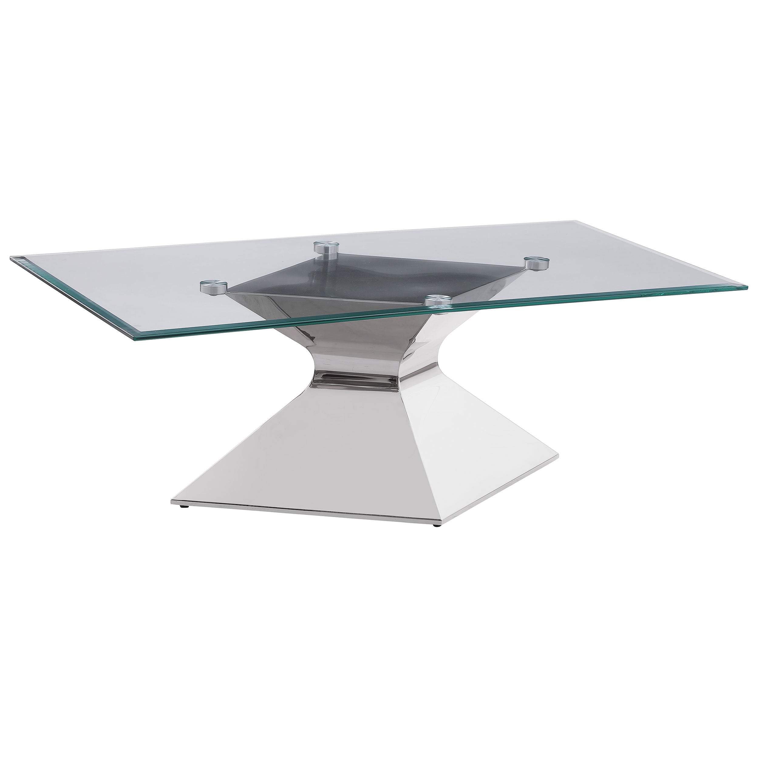 Orleans Furniture - Coaster - Jenny Glass Top Stainless Steel Coffee Table Chrome - 710208