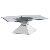 Orleans Furniture - Coaster - Jenny Glass Top Stainless Steel Coffee Table Chrome - 710208