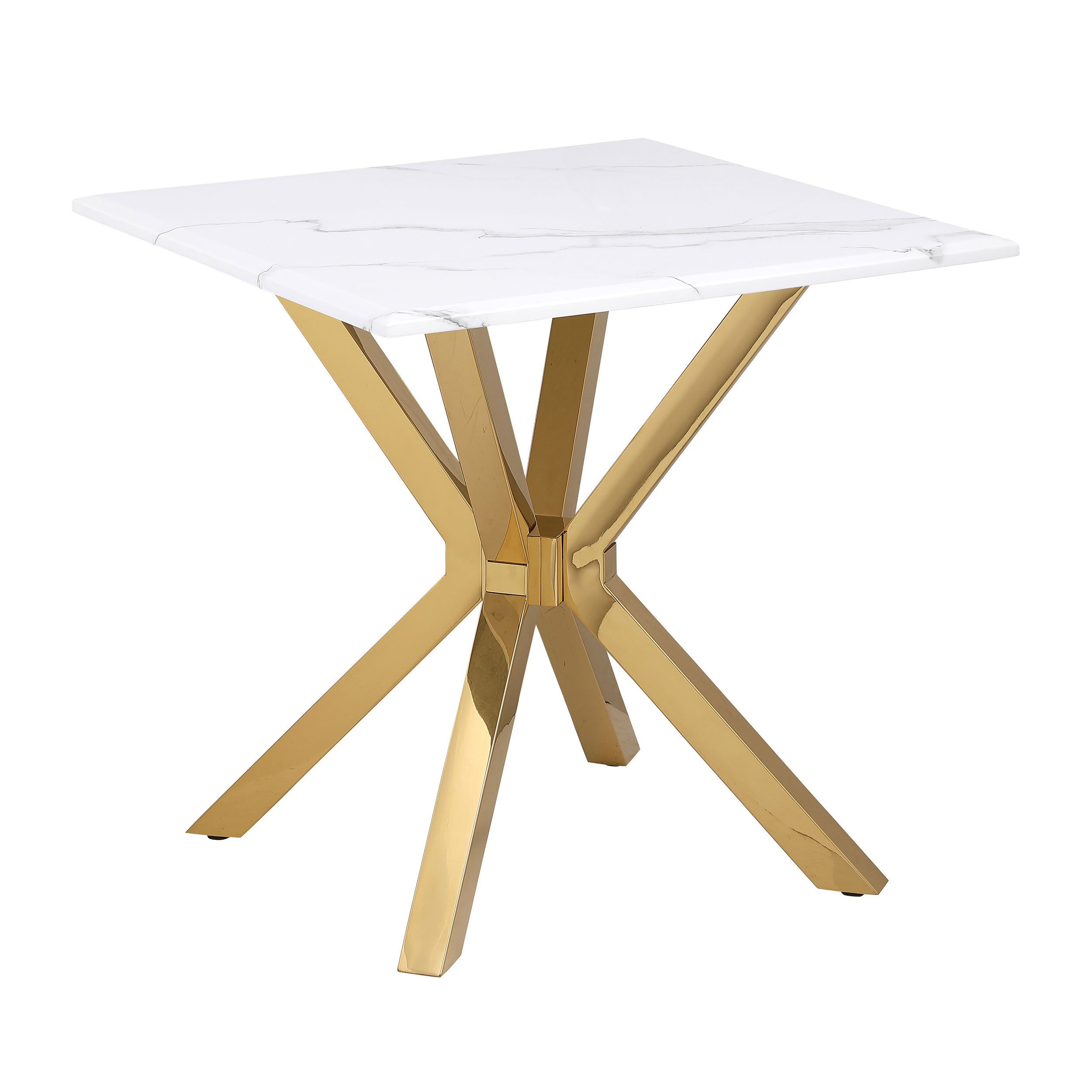 Orleans Furniture - Coaster - Visalia Faux Marble Top Stainless Steel End Table Gold - 710217