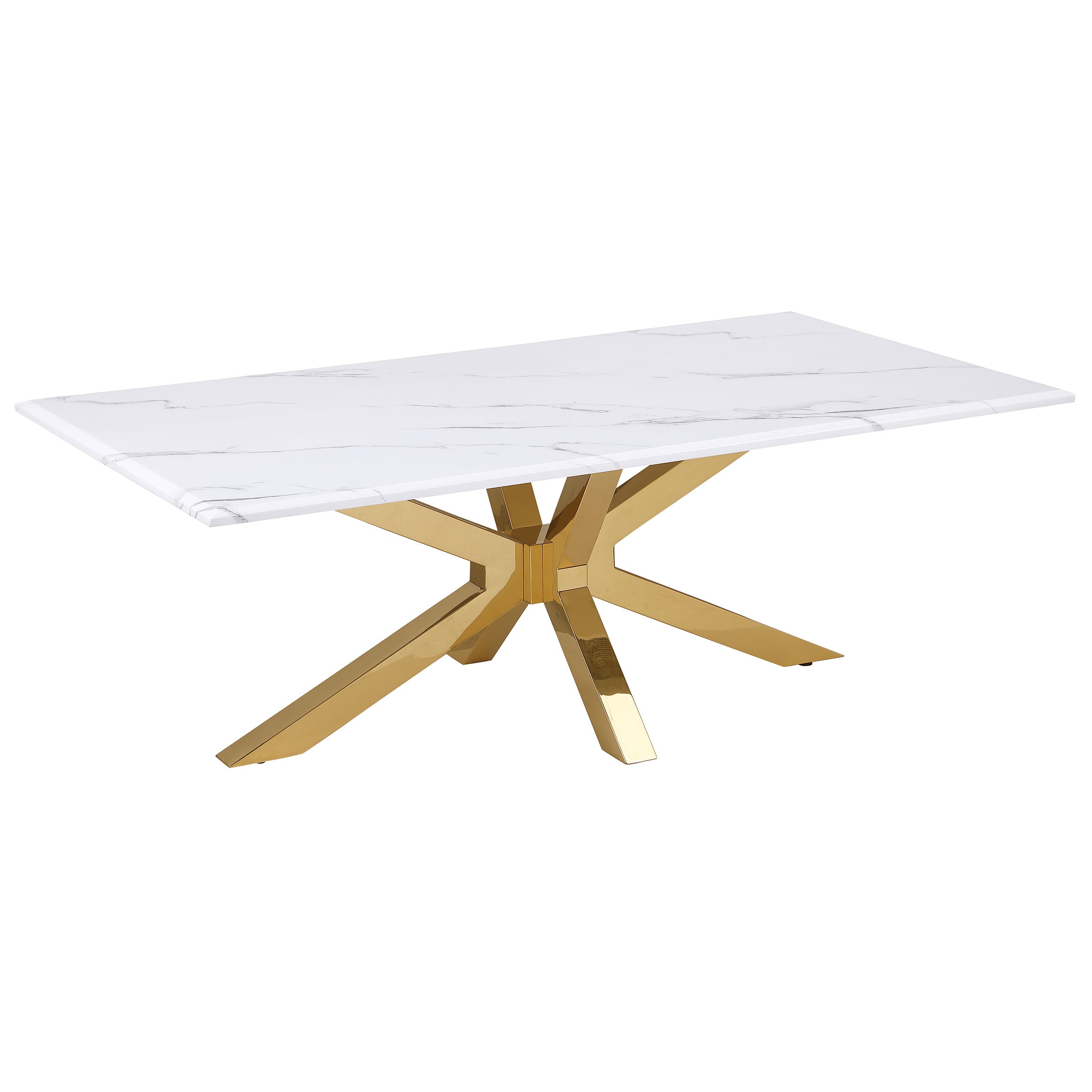 Orleans Furniture - Coaster - Visalia Faux Marble Top Stainless Steel Coffee Table Gold - 710218