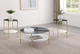 Orleans Furniture - Coaster - Jonelle 3-piece Round Coffee and End Table Set Gold - 710338-S3