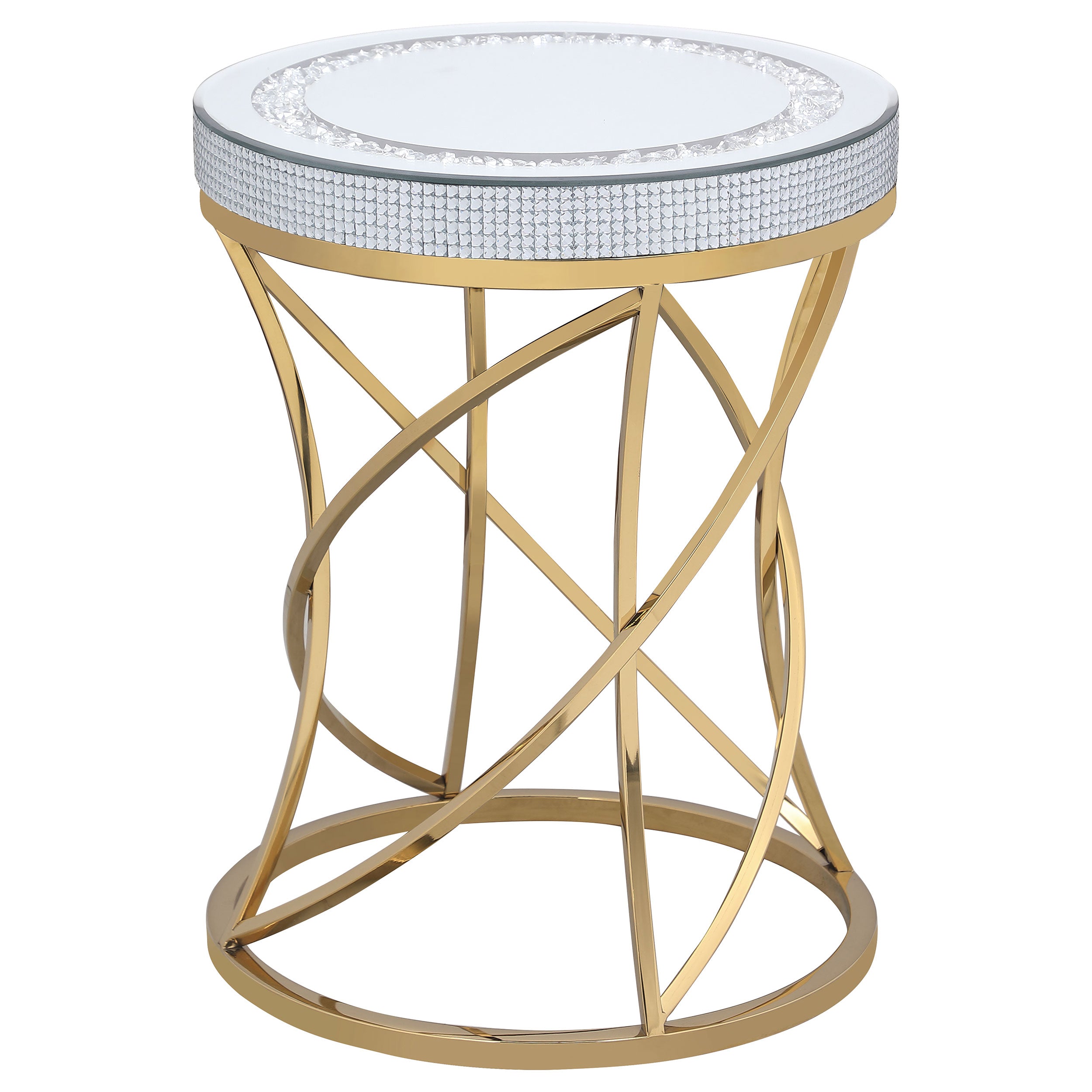 Orleans Furniture - Coaster - Elise Round Mirror Top Stainless Steel End Table Gold - 710367